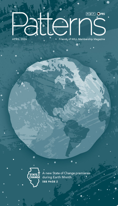An illustration of Earth looking down on North and South America. Also with a logo for State of Change. Text reads A new State of Change premieres during Earth Month. See page 2.