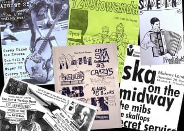 Vintage Peoria punk show flyers.