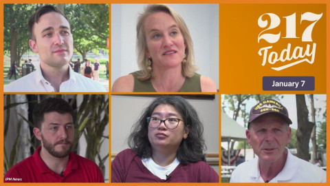 Five people in a grid pattern