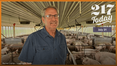 Larry Alliger stands in one of his finishing barns for hogs at his farm near Gowrie, Iowa. He now has to transport his hogs twice as far, since the closure of a pork processing plant in Perry, Iowa.