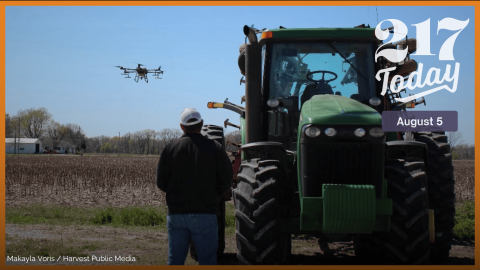 One of Jeremiah Gebhardt’s drones flies over a field on April 12, 2024, in Salisbury, Missouri. “I'm a big fan of anything that allows the farmer to be able to do his job efficiently and be able to do his job himself, you know, without having to spend more money,” said Gebhardt.