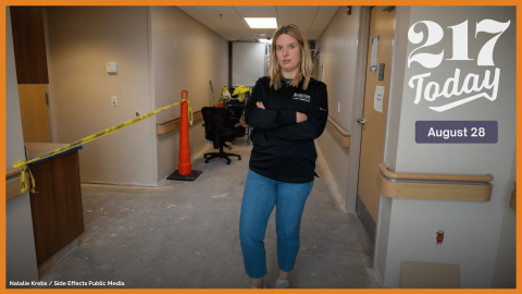 Catherine Hillestad, the CEO of Adair County Memorial Hospital in Greenfield, Iowa, stands in the medical-surgical unit. A tornado in May damaged the entire hospital, shutting it down for months for repairs.