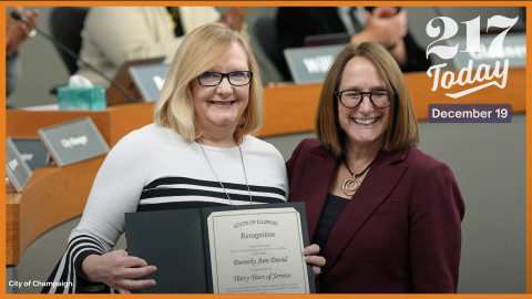 Champaign City Manager Dorothy David was recognized at Tuesday's City Council meeting for her thirty years of service in the community.