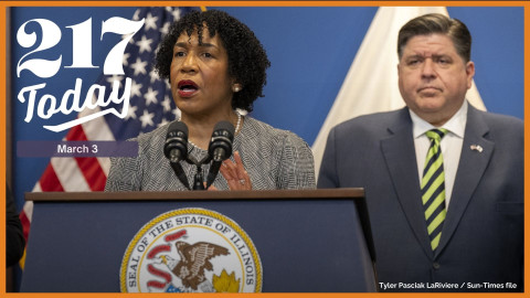 Lieutenant Governor Juliana Stratton discusses President Donald Trump’s cuts to essential programs nationwide including Illinois to reporters, Tuesday, Jan. 28, 2025.