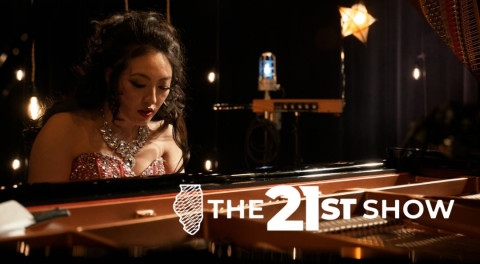 Joy Yang, Ph.D., performs in the Illinois Public Media TV studios in April 2025.