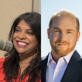 Left: Niala Boodhoo, former host of "The 21st" and right: Jeremy Hobson, former co-host of "Here and Now"