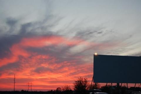 Sunset at Harvest Moon Drive-In in Gibson City, IL. 