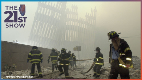 FILE - In this Sept. 11, 2001 file photo, firefighters work beneath the destroyed mullions, the vertical struts which once faced the soaring outer walls of the World Trade Center towers, after a terrorist attack on the twin towers in New York. Families of the victims of the worst terror attack on the United States in history gathered Wednesday, Sept. 11, 2013, to mark their 12th anniversary with a moment of silence and the reading of names. The Sept. 11, 2001 attacks in New York City and Washington killed almost 3,000 people and lead to a war in Afghanistan.