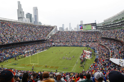 A general view of Soldier Field during the during the first quarter of an NFL football game between the Chicago Bears and the San Francisco 49ers, Sunday, Sept. 11, 2022, in Chicago. 