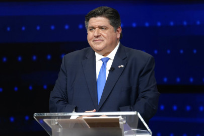 Gov. J.B. Pritzker participates in a debate in this file photo from Oct. 18, 2023.