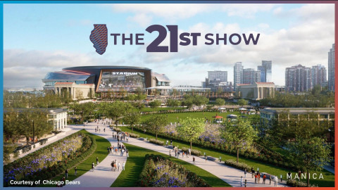 An artist rendering of the Chicago Bears’ stadium proposal