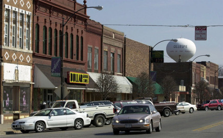 Downtown Gillespie, Ill., located in Macoupin County, in 2001. The top prosecutor in Macoupin County is worried about what the end of cash bail will mean for his area's burglary problem. 