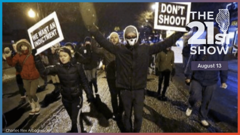 Protesters in Chicago march during a rally near the Chicago Police headquarters after the announcement of the grand jury decision not to indict Ferguson police officer Darren Wilson for the killing of Michael Brown in 2014.