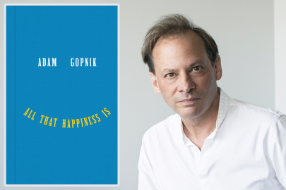 Gopnik alongside his new book, "All that Happiness Is."