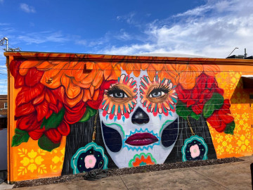 Mural on the wall of the Mercado in Moline.