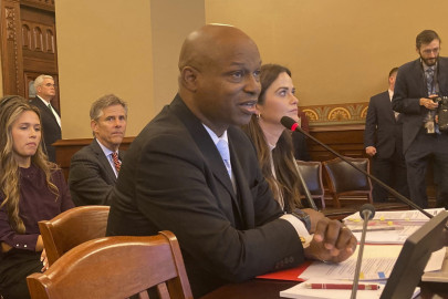 Illinois House Speaker Emanuel "Chris" Welch, D-Hillside, testifies before the Executive Committee on his legislation to allow legislative staff to unionize, Tuesday, Oct. 24, 2023, in Springfield, Ill.