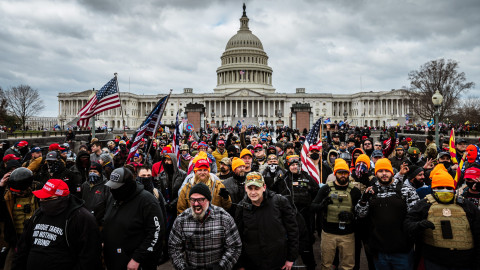 Pro-Trump protesters gather in front of the U.S. Capitol Building on January 6, 2021 in Washington, DC. Conspiracy theories around the 2020 election have become a part of the current race to become the next Illinois Attorney General.