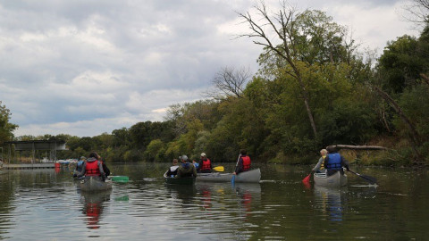 Visitors paddle down the African American Heritage Water Trail on the Little Calumet River.