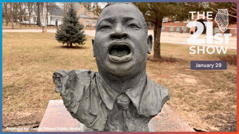 A monument including the bust of civil rights icon Martin Luther King, Jr. at the corner of Jackson and Williams Streets in Danville.