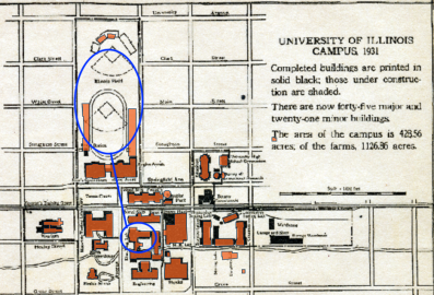 map of University of Illinois campus in 1931