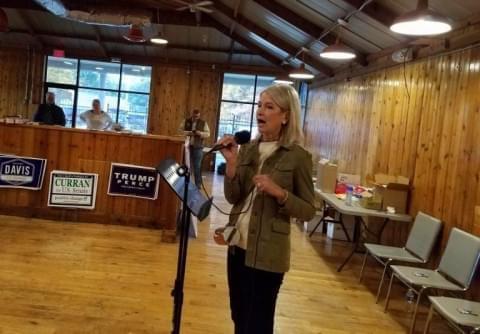 15th District Congressional candidate Mary Miller (R-Oakland), speaks at a rally held by the Restore Illinois PAC in Champaign, Oct. 24.