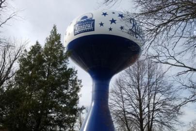 Water tower near downtown Rantoul, Illinois.