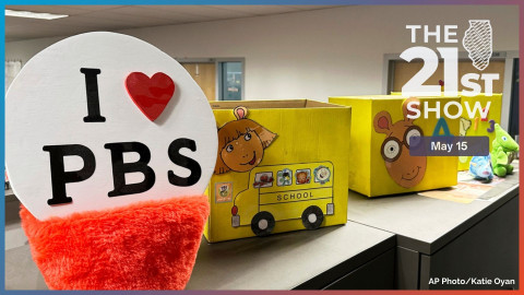 PBS Kids show characters including the title character from "Arthur" decorate boxes at the Arizona PBS offices in the Walter Cronkite School of Journalism and Mass Communication in Phoenix, Friday, May 2, 2025.