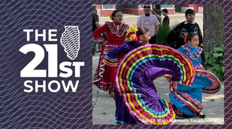 Baile folklorico dancers perform at South Main Mercado in Rockford.