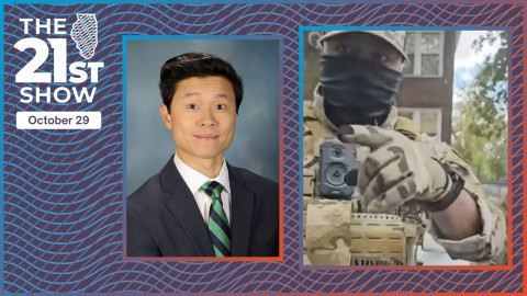 State Rep. Hoan Huynh; screen capture of unidentified and masked federal agent from Rep. Huynh's Instagram page.