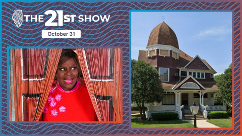 Left: Comedian and actress Retta stars in HGTV's "Scariest House in America" and "Ugliest House in America." Right: Although once a funeral home, Kanton and Brett's Victorian-era home in Sheffield, Illinois looks a little less creepy on a sunny day. 
