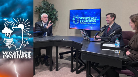 President of the University of Illinois system Tim Killeen (Left) talks to Steve Nesbitt (Middle), head of the department of climate, meteorology and Atmospheric Sciences and Maddie Stover (Right), doctoral student in physics, on his career, significance of NCAR and the university’s future in achieving carbon neutrality. 
