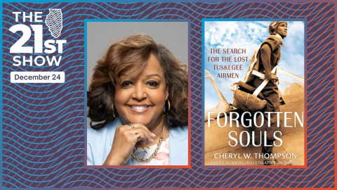 a collage consisting of a portrait of an African-American woman with brown hair and wearing a light blue blazer; and the cover of the book 