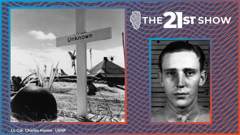The grave of an unknown American serviceman, killed in the Battle of Tarawa, November 1943. About a thousand U.S. Marines and sailors were killed there, including Sgt. Robert F. Van Heck, 25, of Chicago (inset at left). He was among many who were quickly buried, and whose remains could not be accounted for after the war — until now.