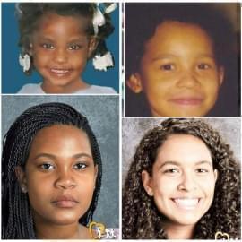 Diamond and Tionda Bradley vanished from their Chicago neighborhood in 2001. The top row are their childhood pictures. The bottom row are their pictures using age progression software