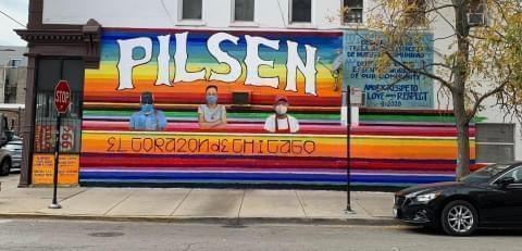  A Chicago mural honors essential workers.