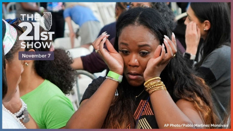 Supporters of Vice President Kamala Harris react at her concession speech for the 2024 presidential election on the campus of Howard University in Washington, Wednesday, Nov. 6, 2024.