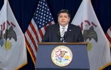 Gov. JB Pritzker gives an update on the state's COVID-19 response Thursday from the James R. Thompson Center in Chicago. He announced all of the state's residents outside of Chicago will be vaccine eligible beginning April 12, and he added a bridge phase to his reopening plan.