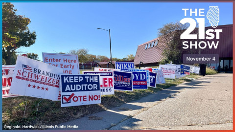 campaign sign near polling station in Urbana