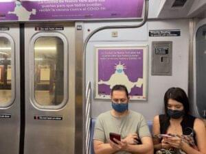 Subway riders mask up this month in New York City. Wearing masks in all kinds of indoor settings may be the safest way to slow the spread of the delta variant, many health experts say.