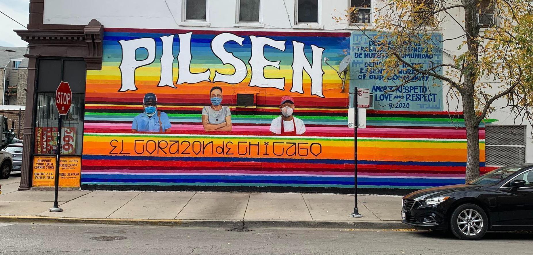 A Chicago mural honors essential workers.