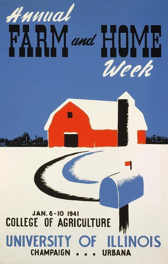 Poster for 1941 Farm and Home Week and the University of Illinois