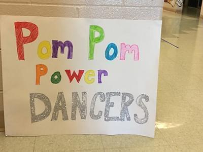 Sign saying Pom Pom Power for Dancers