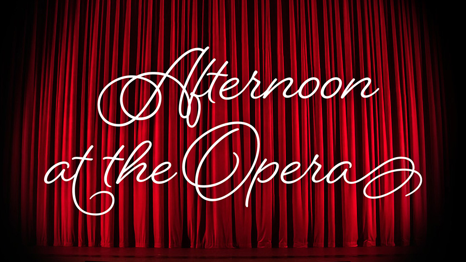 Afternoon at the Opera overlaid on theater curtains